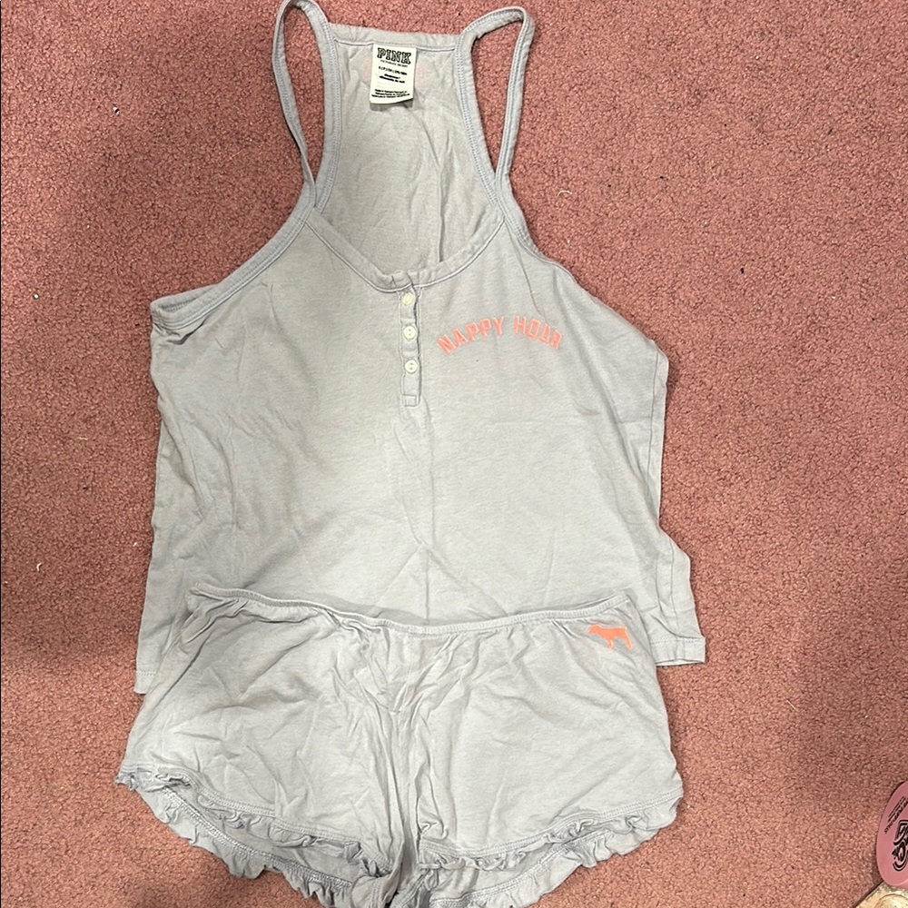 Victoria's Secret PINK Gray Happy Hour Tank and Shorts Set